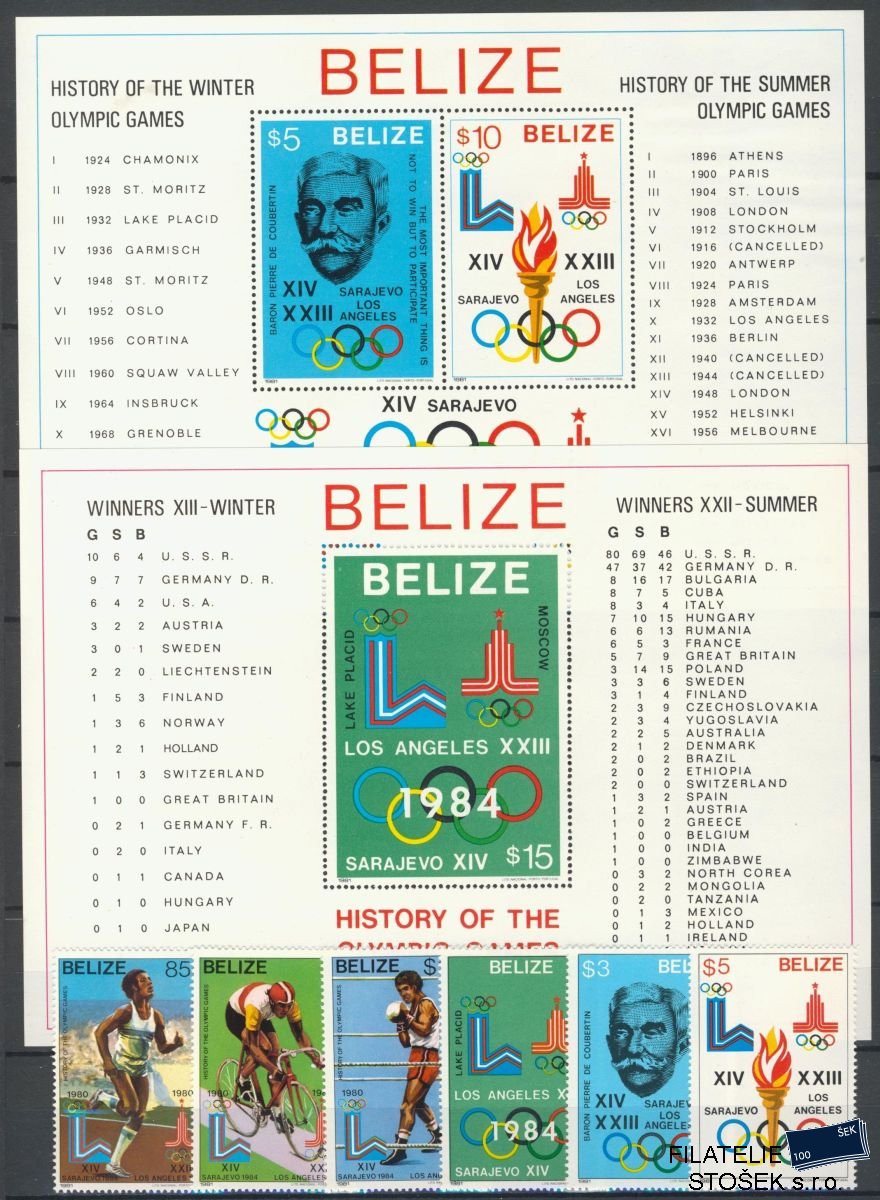 Belize známky Mi 563-8+Bl.36-7