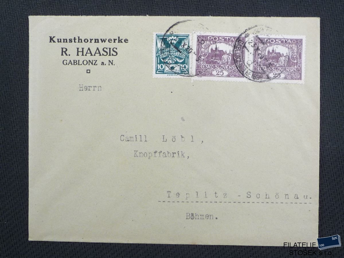 ČSR I celistvost - 11A , 145 - Gablonz - Teplitz