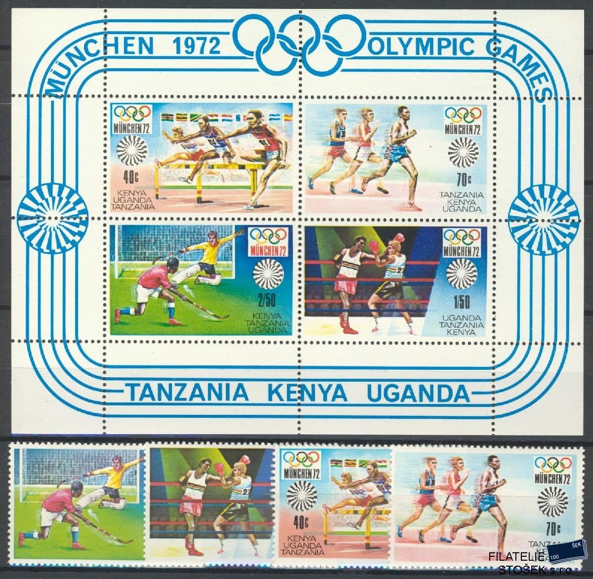 Kenya Uganda Tanganyika známky Mi 238-41 + Bl 2