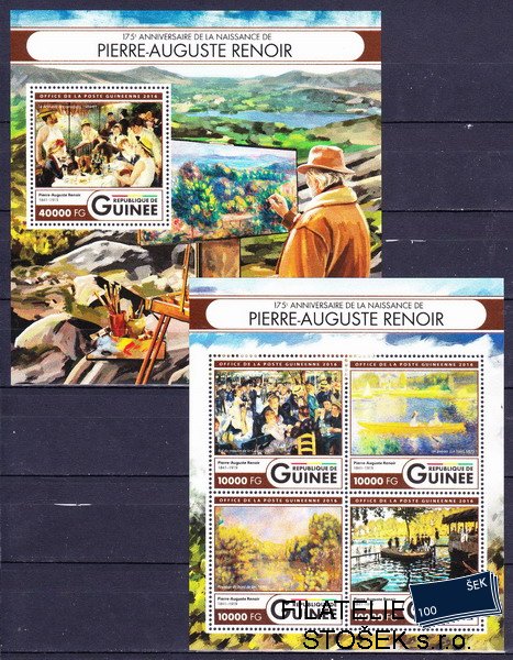 Guinea známky Mi 11981-4+Bl.2692 Pierre-Auguste Renoir