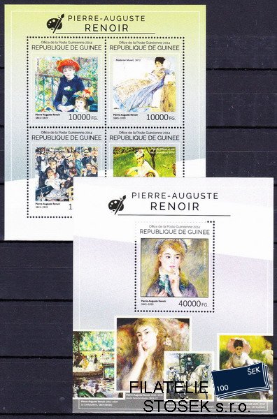 Guinea známky Mi 10742-5+Bl.2444 Pierre-Auguste Renoir