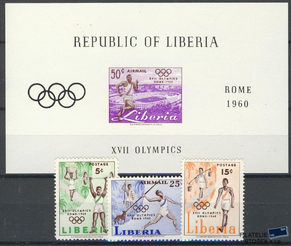 Liberia známky Mi 552-55 + Bl 16