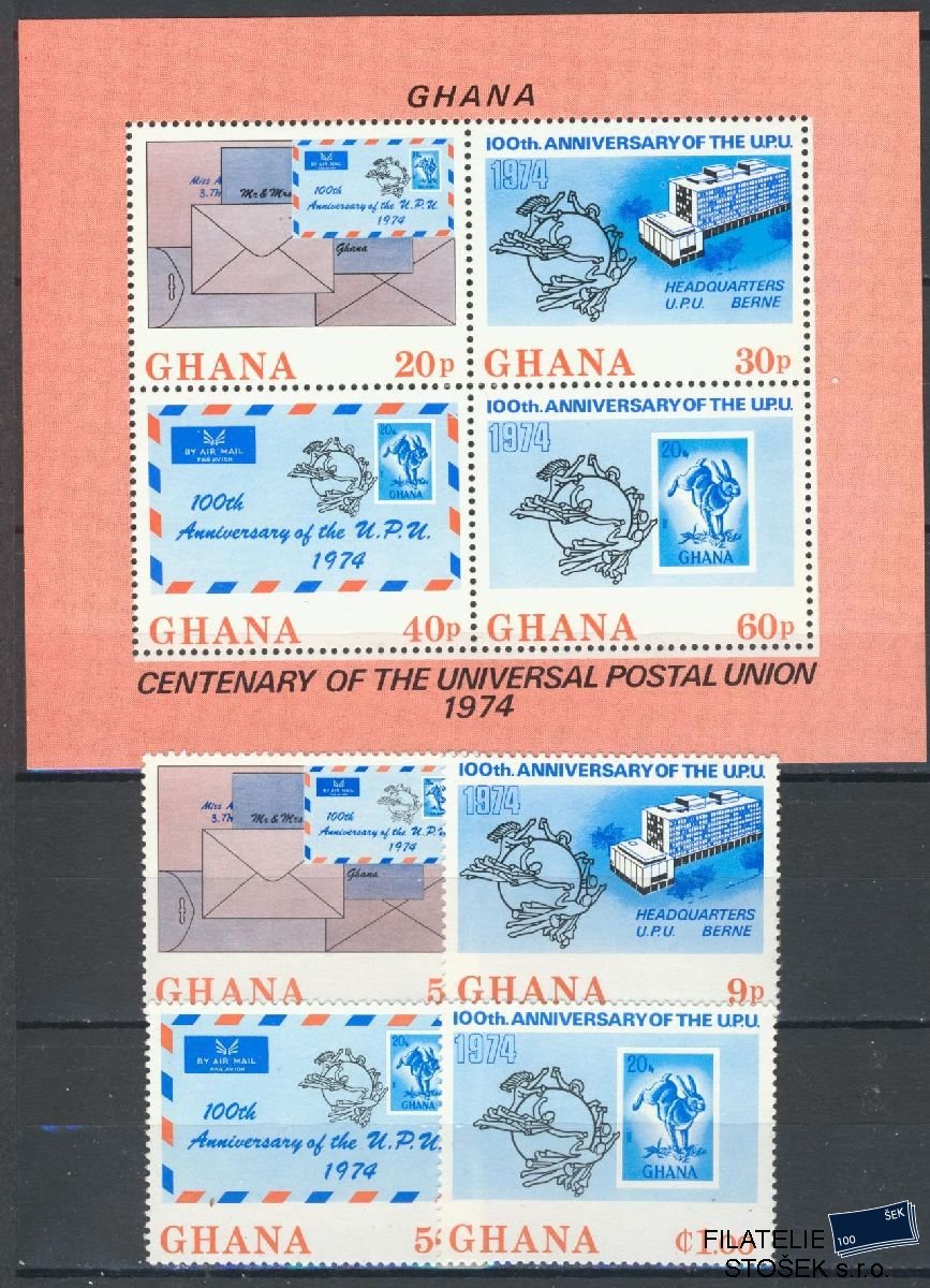 Ghana známky Mi 548-51 + Bl 55