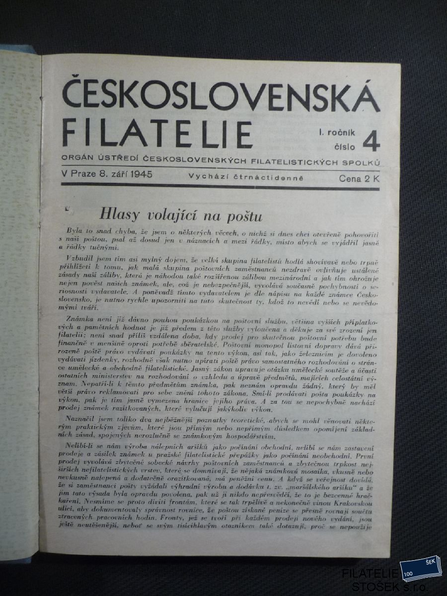 Časopisy Československá Filatelie - 1945/9 +1947