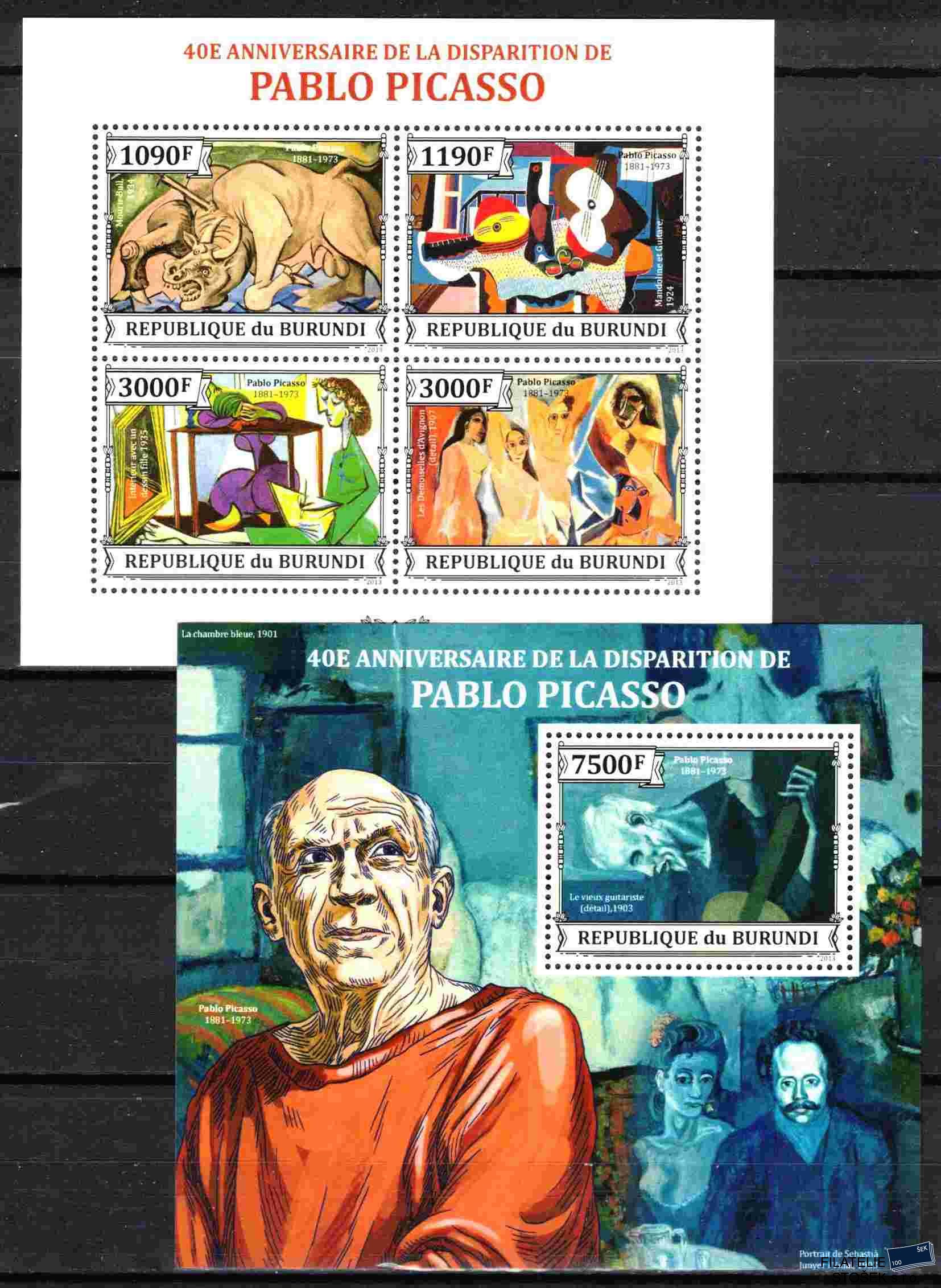 Burundi známky Mi 3313-6+Bl.387 ;Pablo Picasso