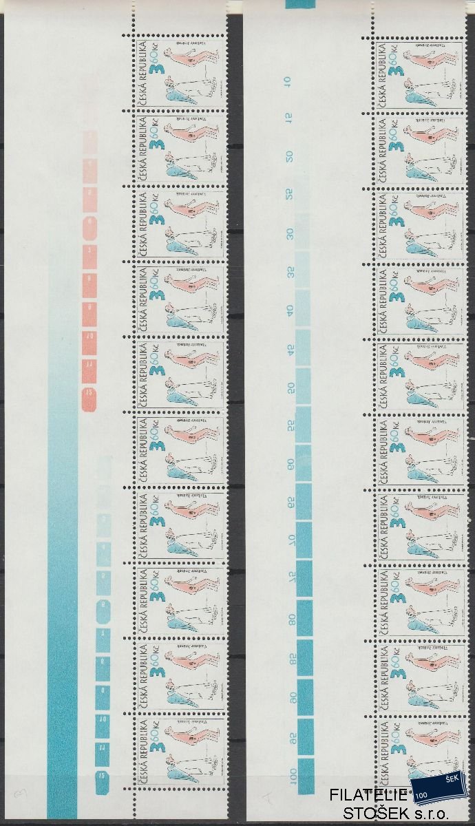ČR známky 84 2x 10 Páska - Čísla v okraji