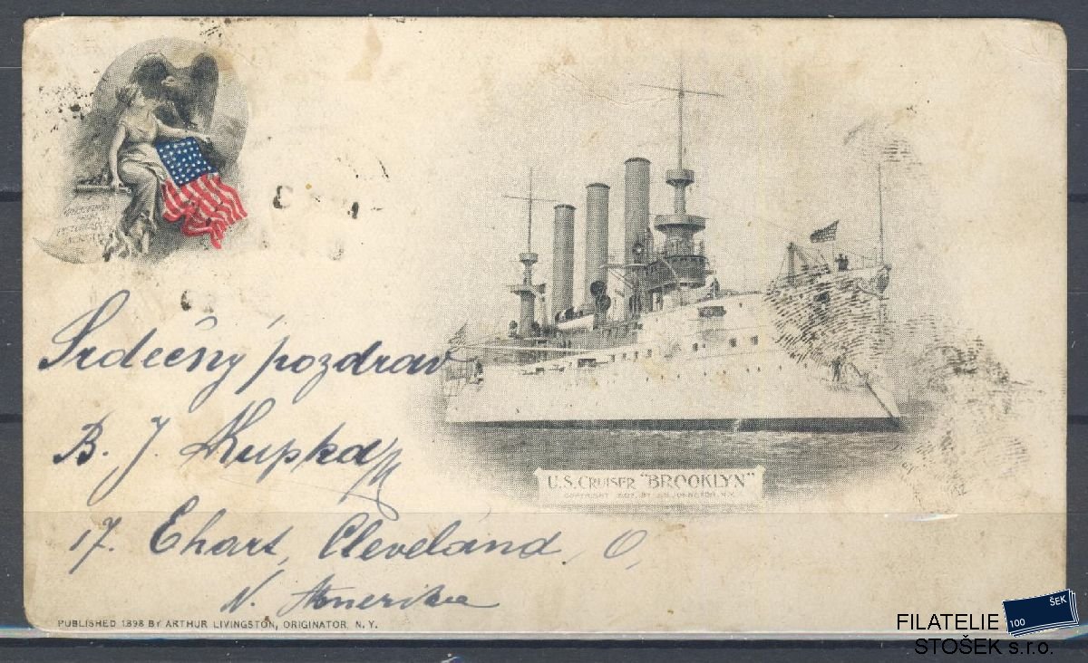 Pohlednice - Lodě - US Cruiser Brooklyn