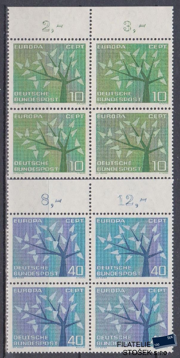 Bundes známky Mi 383-84 4 Blok