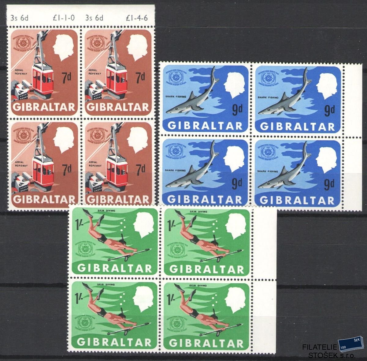 Gibraltar známky Mi 202-204 4 Blok