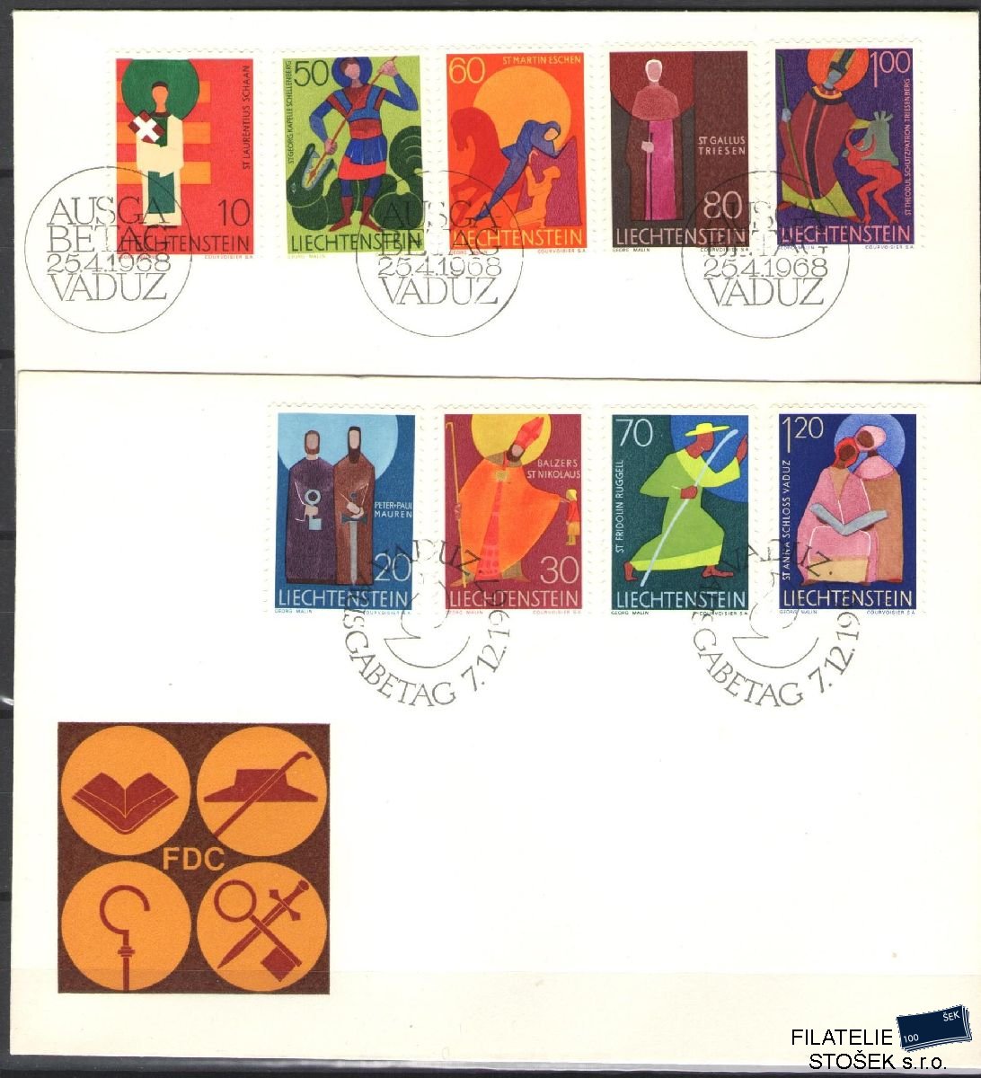 Liechtenstein celistvosti Mi 486-94 FDC