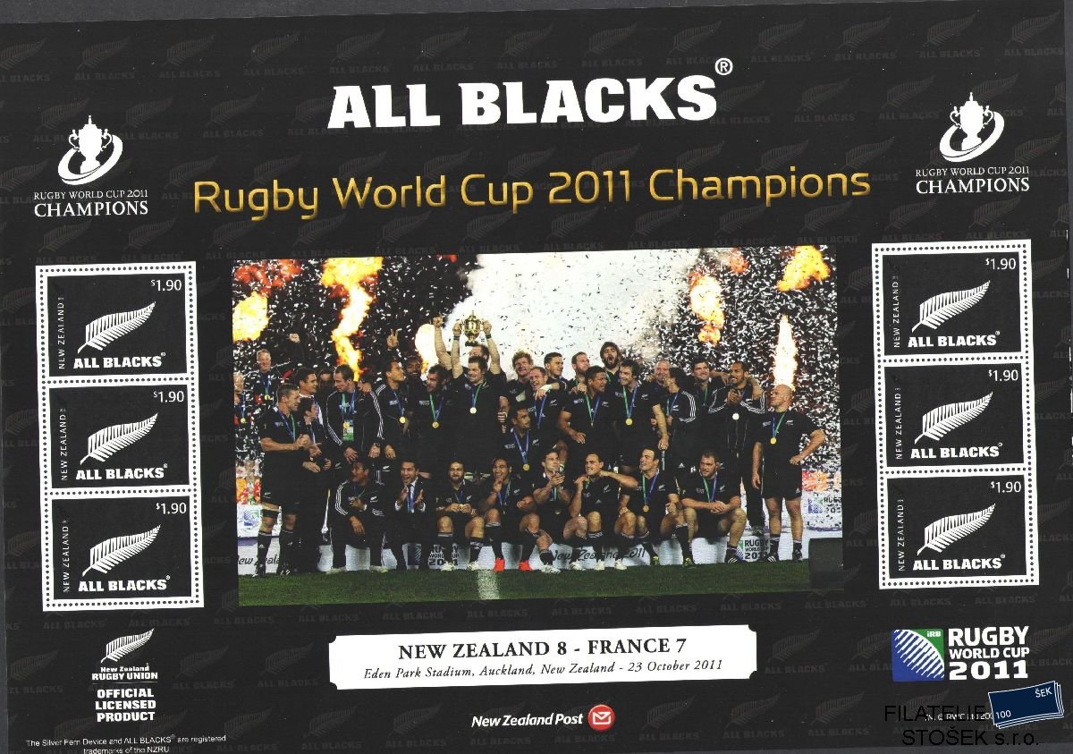 New Zeland známky Mi 2709 Blok All Blacks - Rugby World Cup 2011 Champions