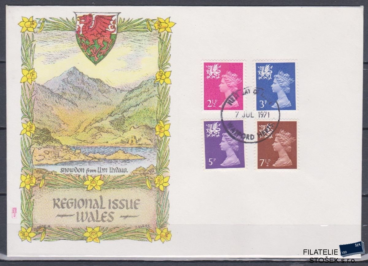 Anglie - Wales celistvosti Mi 13,14,16,18 FDC