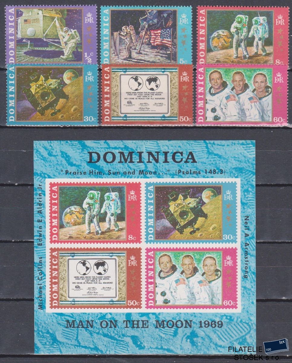 Dominica známky Mi 290-95 + Blok 2