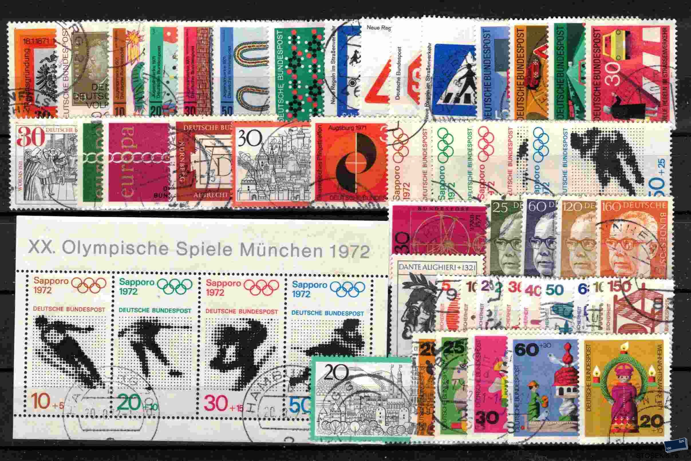 Bundes známky Mi 658-709 - Ročník 1971 na kartičce A5