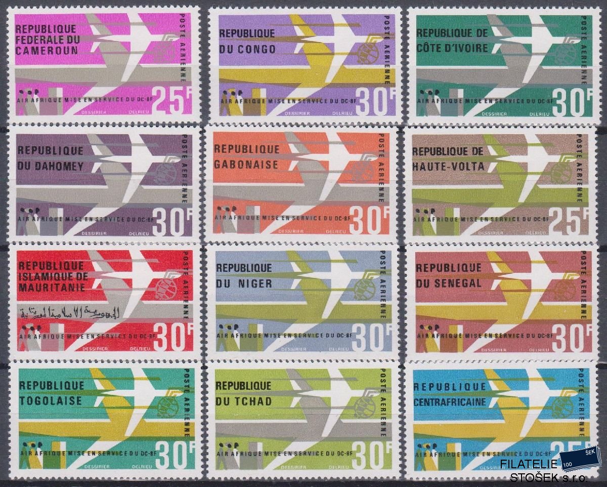 Sestava známek 1966 Air Afrique