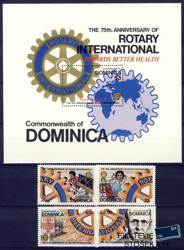 Dominica známky Mi 0672-5 + Block 62