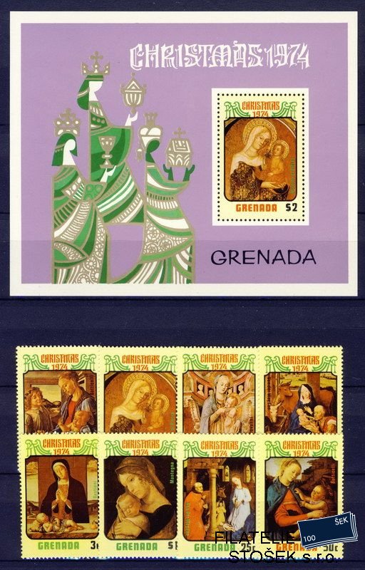 Grenada známky Mi 0602-9 + Block 28