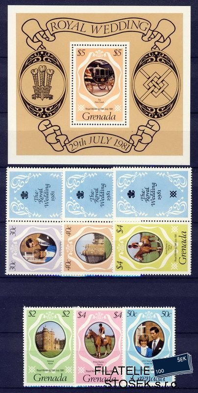 Grenada známky Mi 1095-9 A+C + Block 96