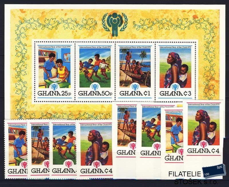 Ghana známky Mi 0805-8 A+B + Bl. 81