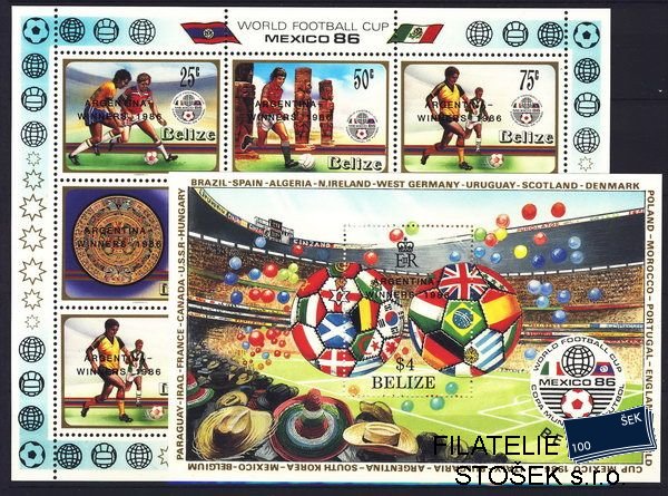 Belize známky Mi 0909-12 + Bl. 85