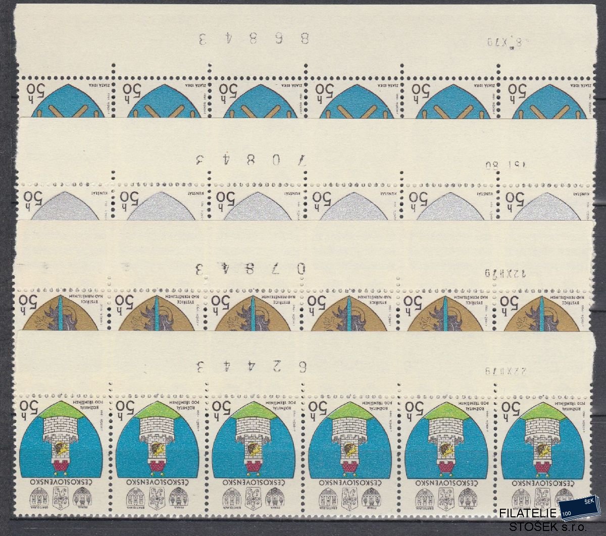 ČSSR známky 2423-26 6 Pásky Data tisku