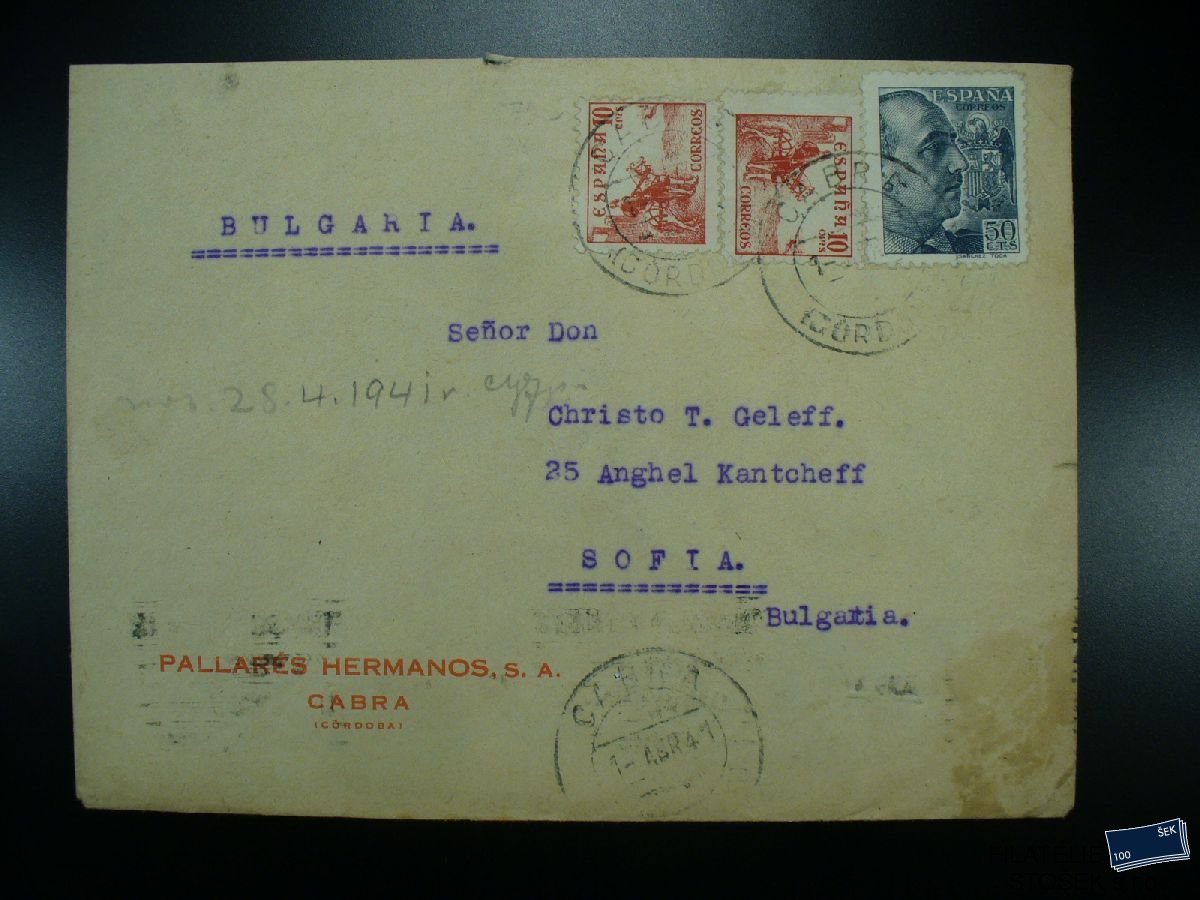 Španělsko celistvosti - Cabra - Sofia - 28.4.1941