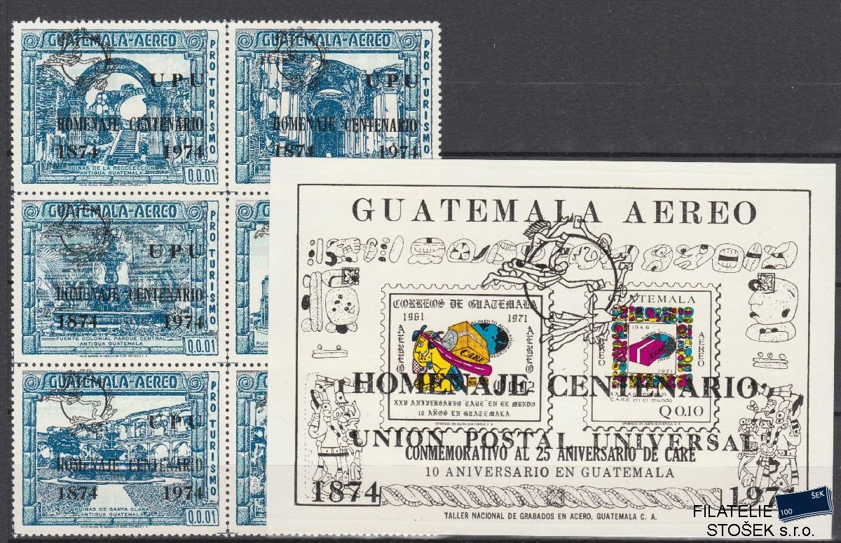 Guatemala známky Mi 979-84 + Bl 16a - Černý přetisk