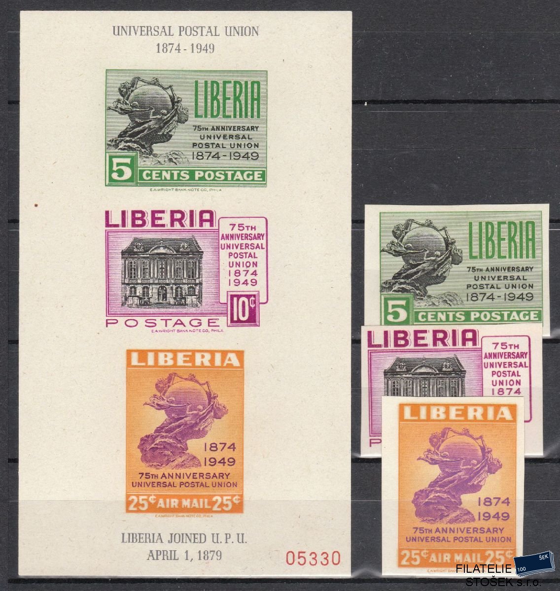 Liberia známky Mi 429-31 + Bl 3 B