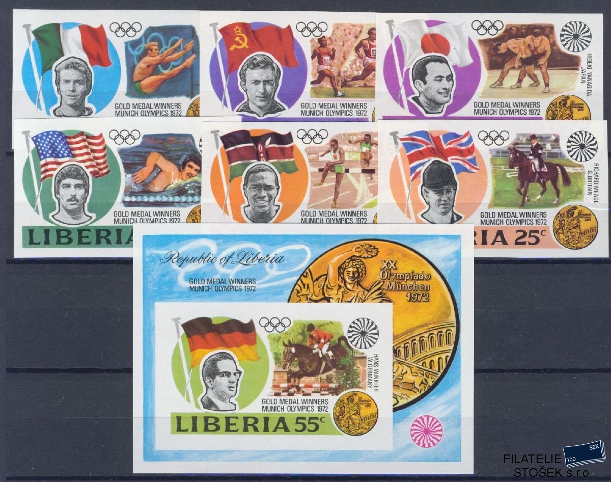 Liberia známky Mi 855-60 + Bl 64 B - OH 1972