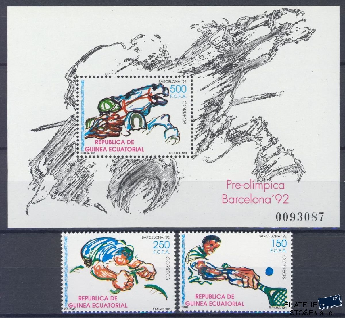 Guinea Equatorial známky Mi 1735-36 + Bl 319 - OH 1992