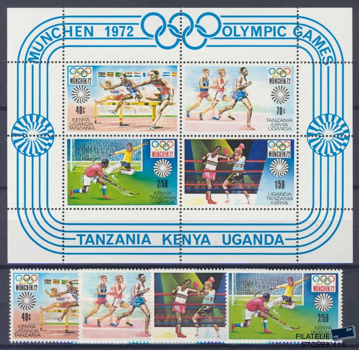 Tanzania, Kenya & Uganda známky Mi 238-41 + Bl 2 - OH 1972