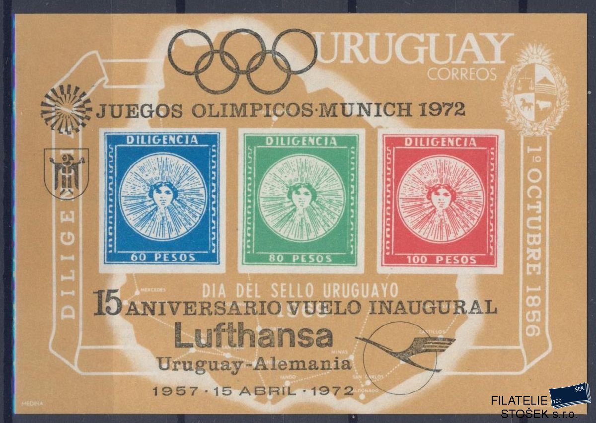 Uruguay známky Mi Blok 15 - OH 1972