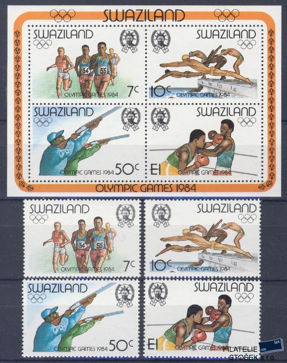 Swaziland známky Mi 458-61 + Bl 10 - OH 1984